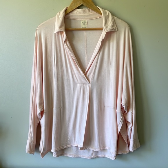 We the Free Oversized Pink Can’t Fool Me Split Oversized Blouse - Picture 7 of 11